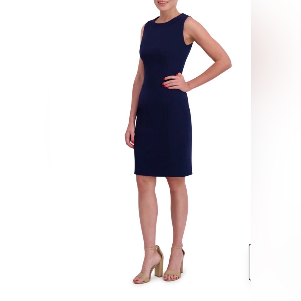 Kasper Navy Sleeveless Stretch Sheath Dress